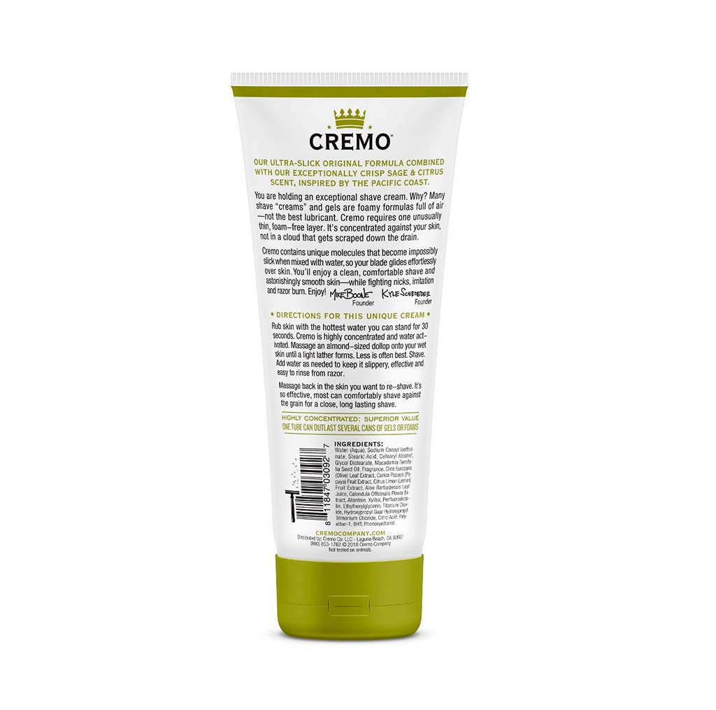Cremo, Shave Cream, Sage & Citrus (6oz) The Beard Shed