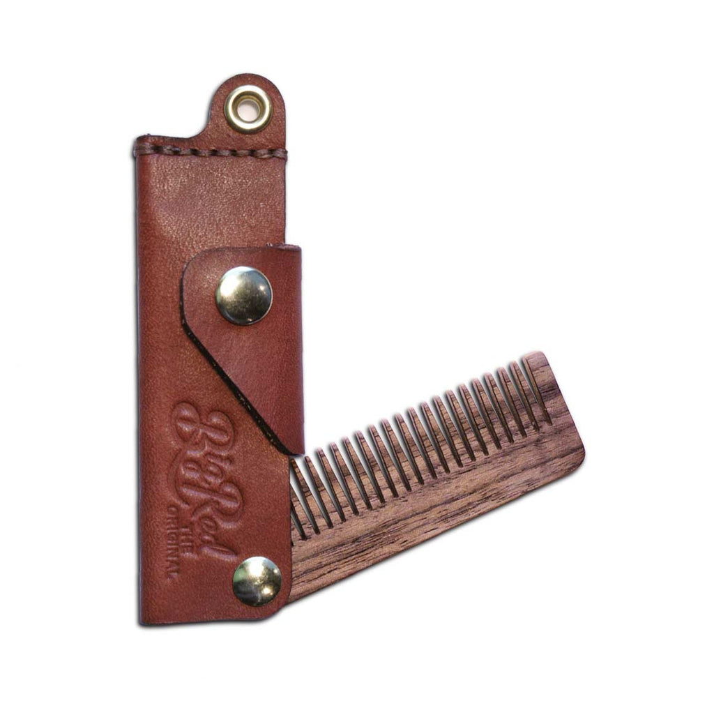 Big red Leather Double Deuce No.22L Whiskey beard comb